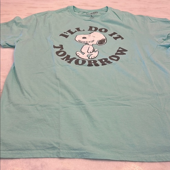 Peanuts Snoopy 'I'll Do It Tomorrow' T-Shirt - Light Blue / Teal - Picture 6 of 9